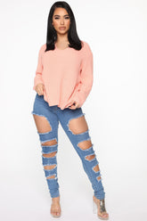 Around The Block Distressed Skinny Jeans - Medium Blue Wash Ins Street